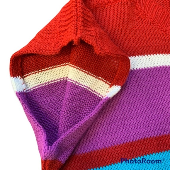 Vintage 80s Striped Sleeveless Knit Sweater by GOTHAM. Size Large - Picture 3 of 15